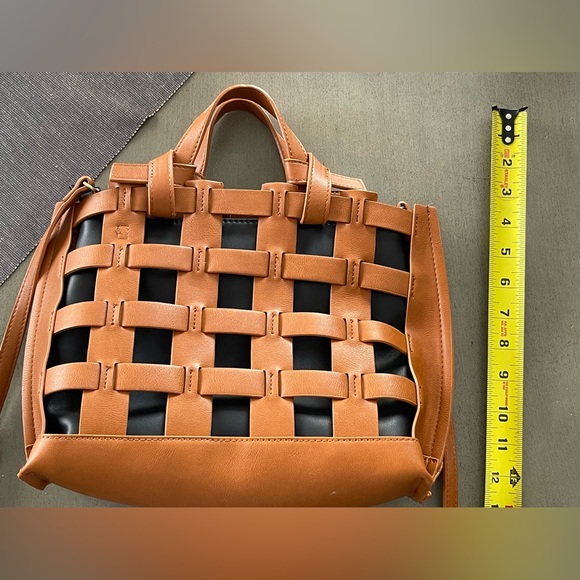 Anthropologie Purse. Black & Brown Basket Weave. Never used just tags removed. - Picture 4 of 5